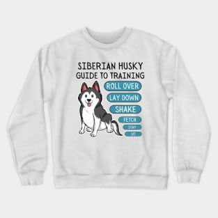 siberian husky guide to training-black and white husky dog Crewneck Sweatshirt